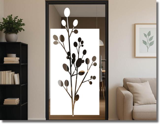 Glasdekorfolie Lunaria grosse Blüten mit geschlossener Fläche weiß