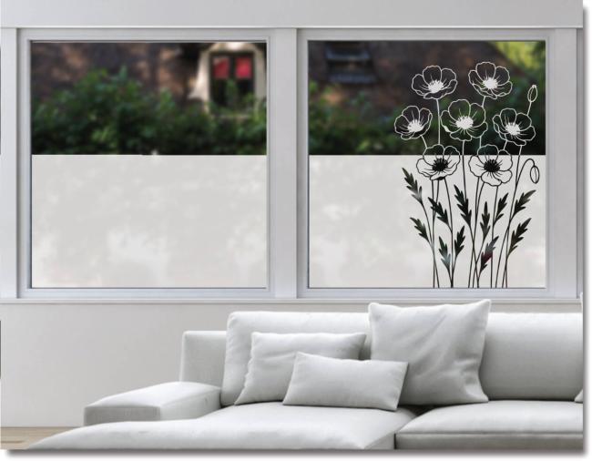 Fensterfolie geschwungene Mohnblume