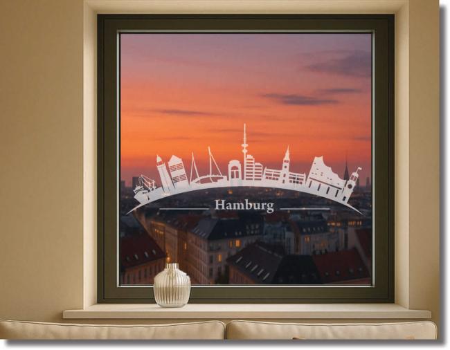 milchglasfolie skyline Hamburg gebogen