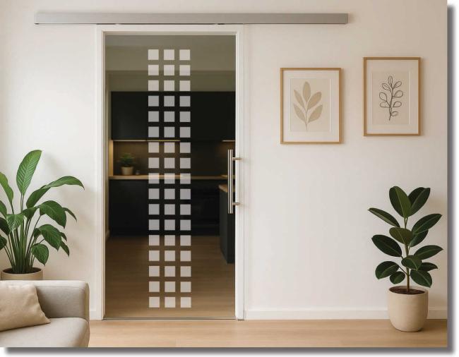 Glasdekorfolie blockstreifen vertikale quadrate