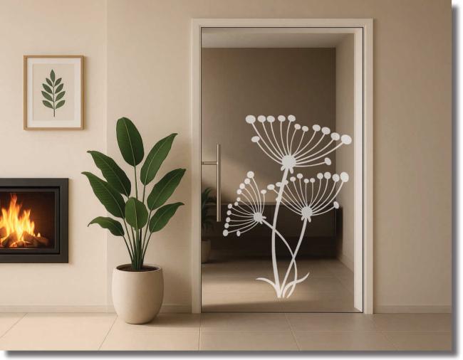 Glasdekorfolie pusteblume kugelform.