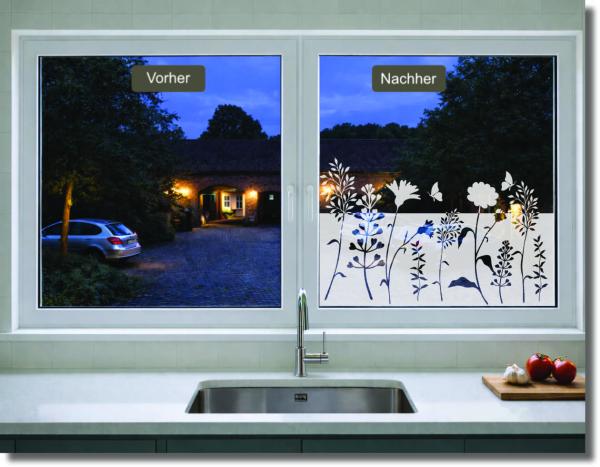 Preview: dekorfolie-wildblumen-vorher und nachehr  dargestellt