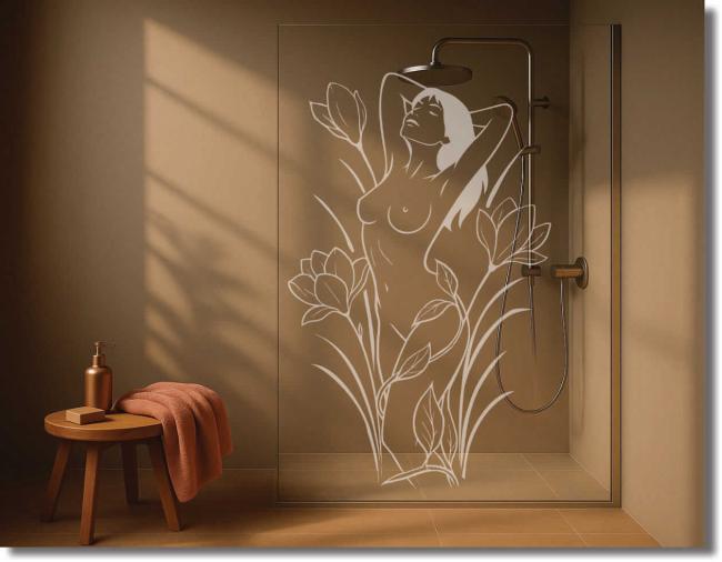 duschdekorfoloie-serena-frau mit magnolien