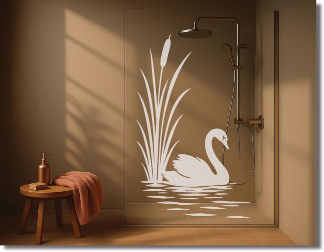 Duschdekorfoloie Schwanensee Eleganter Schutz mit Anmut