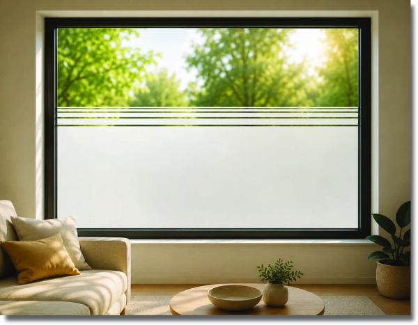 Fensterfolie Ahanos mit modernem Bordüren-Design als dekorativer Sichtschutz für Fenster und Glasflächen