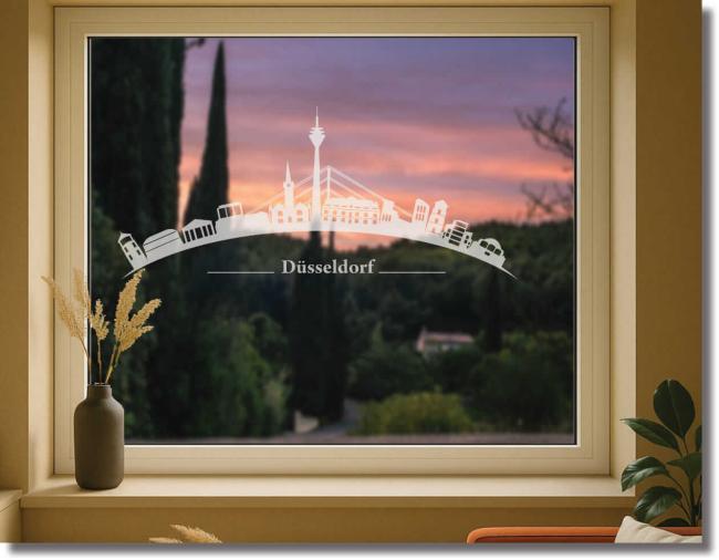 milchglasfolie skyline duesseldorf gebogen