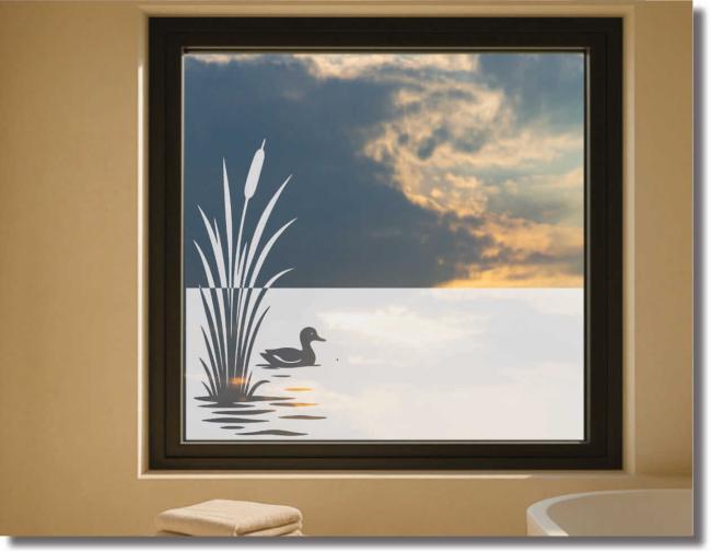 milchglasfolie ente auf dem wasser