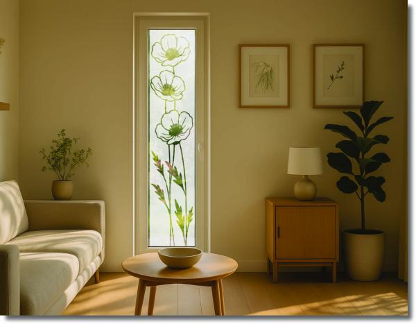 Schmale Fensterfolie Mohn im Wind