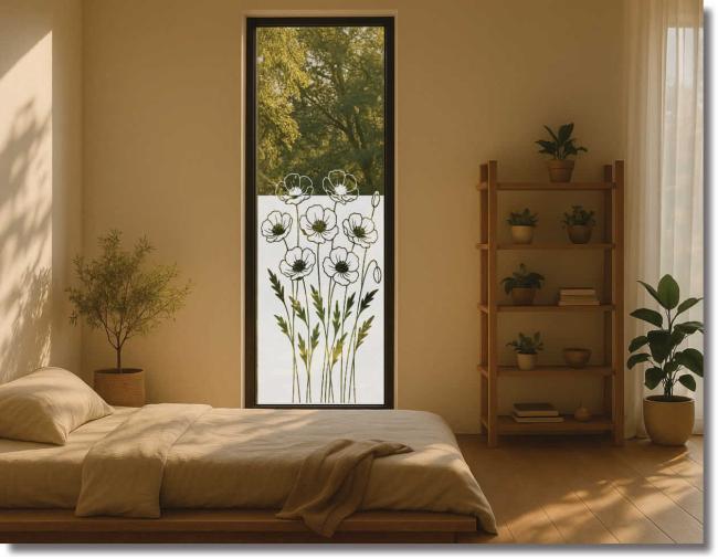 fensterfolie mohnblumen im Feld