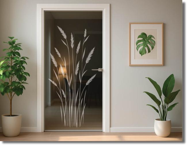 glasdekorfolie mit filigranen Grashalmen