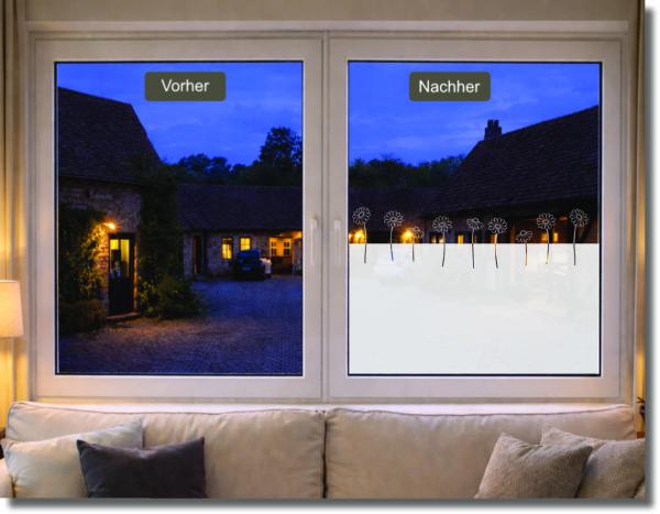 Preview: Dekorative Sichtschutzfolie mit bunter Blumenwiese – harmonisch und natürlich