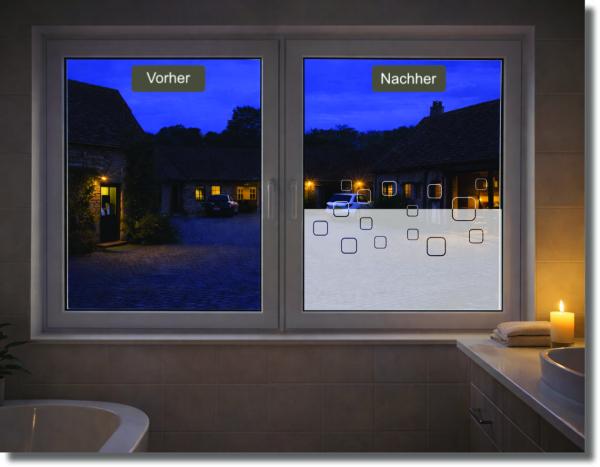 Preview: Milchglasfolie mit grafischen Quadratlinien, lichtdurchlässig und dekorativ