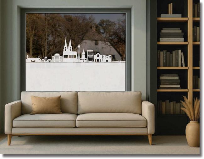 blickdichte Folie Skyline Koeln mit unterer Flaeche blickdicht