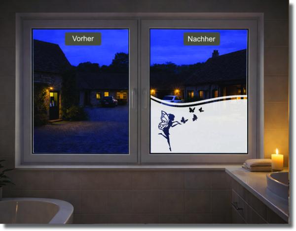 Preview: Sichtschutzfolie mit Feensilhouette und Schmetterlingen für fantasievolle Raumgestaltung