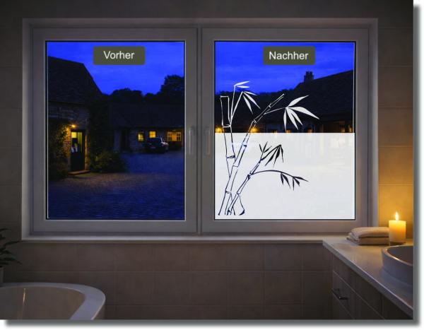 Preview: Milchglasfolie mit asiatischem Bambusdesign für dezente Privatsphäre am Fenster