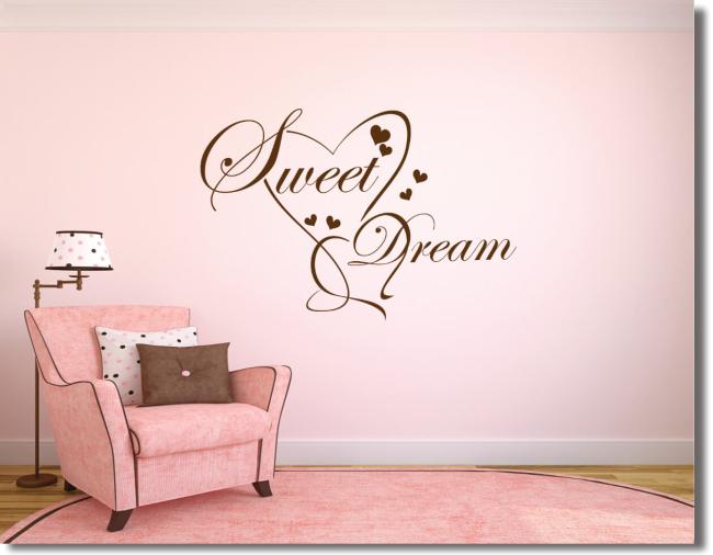 Wandtattoo Schrift mit Herzen Sweet Dream