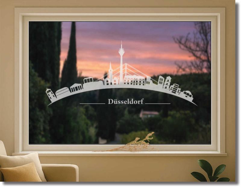 milchglasfolie skyline duesseldorf gebogen