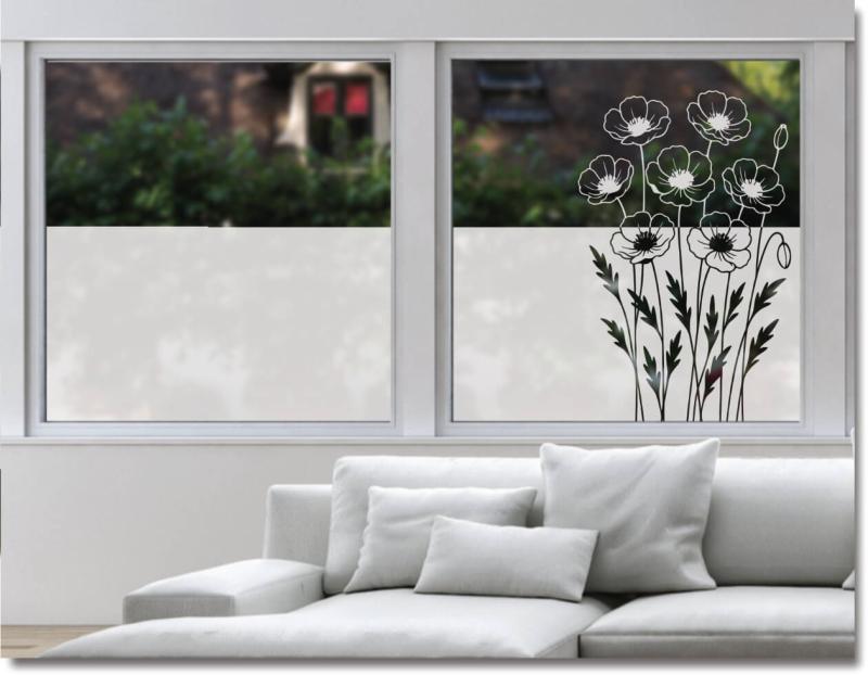 Fensterfolie geschwungene Mohnblume