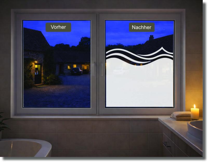 Elegante Milchglasfolie mit organischem Wellen-Design für modernes Raumambiente