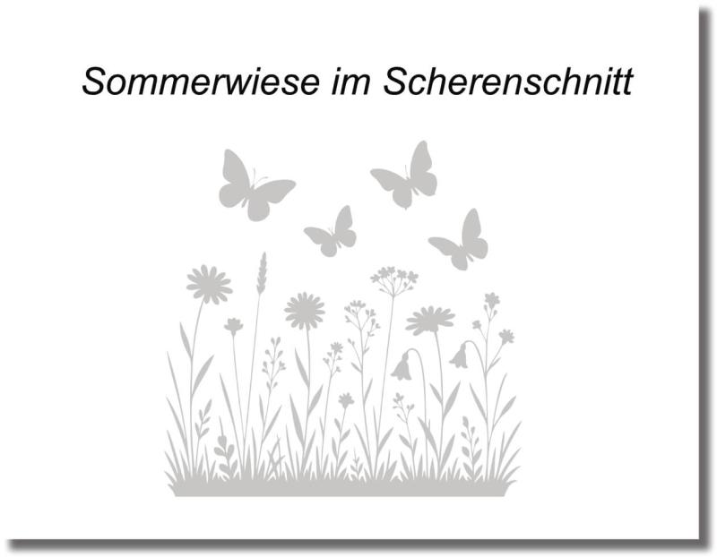 Glasdekorfolie eine Sommerwiese im Scherenschnitt