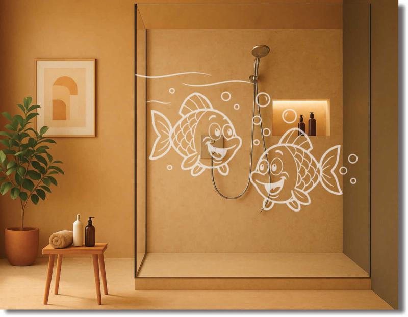 duschdekorfoloie flossi zwei lustige fische