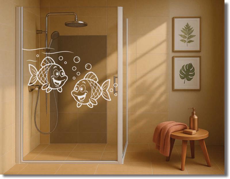 glasdekorfolie  flossi zwei lustige fische