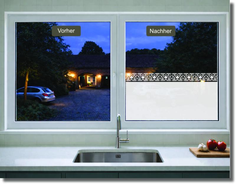 Sichtschutzfolie mit feinem Linien- und Bogenmuster für ästhetische Fensterdekoration