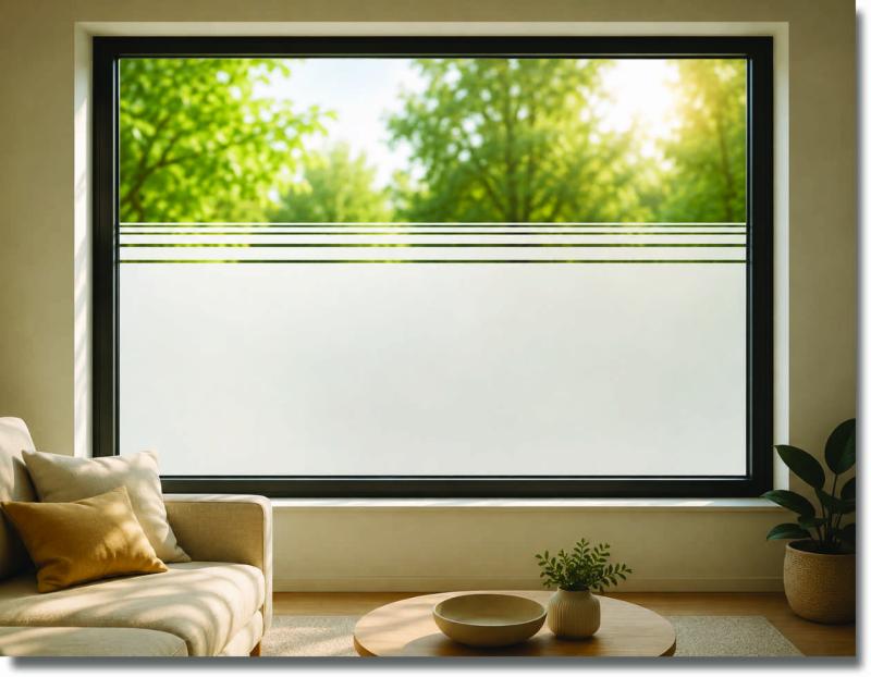 Fensterfolie Ahanos mit modernem Bordüren-Design als dekorativer Sichtschutz für Fenster und Glasflächen