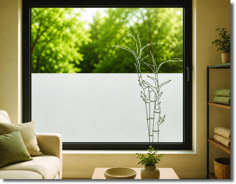 Fensterfolie Bambus Linie mit elegantem Bambusdesign als dekorativer Sichtschutz für Fenster und Glasflächen