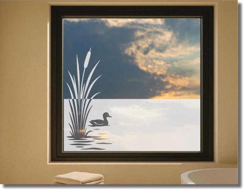 milchglasfolie ente auf dem wasser
