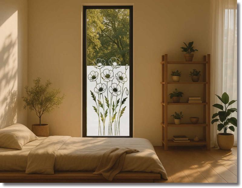 fensterfolie mohnblumen im Feld