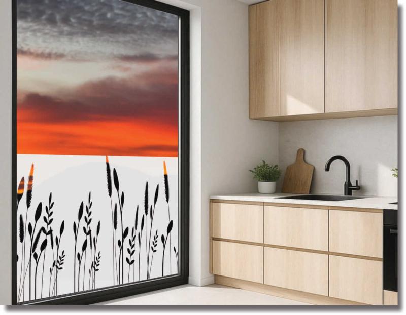 milchglasfolie feines Grasmotiv mitzarte halme