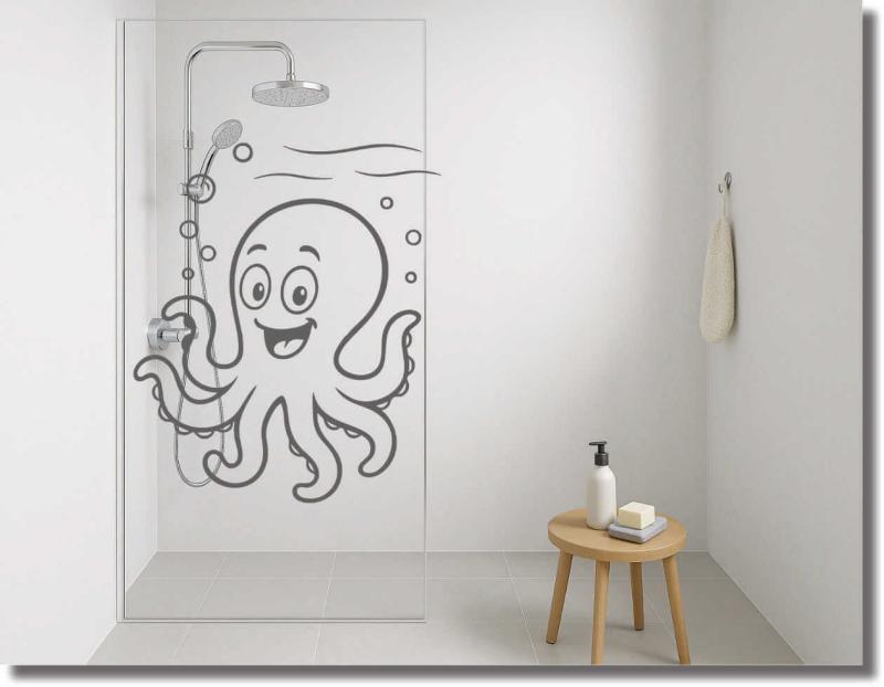 duschtuerfolie  blubbi krakenmotiv