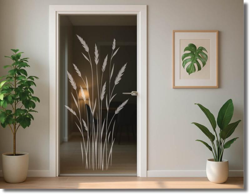 glasdekorfolie mit filigranen Grashalmen