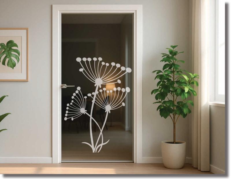 Glastürfolie pusteblume kugelform.