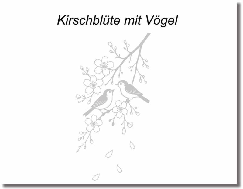 Glastürfolie kirschbluete mit zwei Voegel