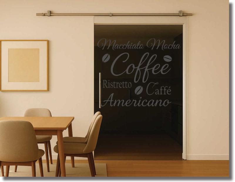 Glastürfolie coffee spruch