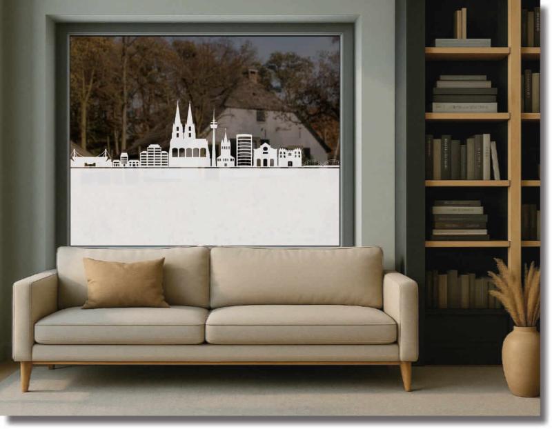 blickdichte Folie Skyline Koeln mit unterer Flaeche blickdicht