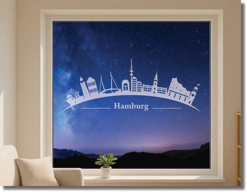 milchglasfolie skyline Hamburg gebogen