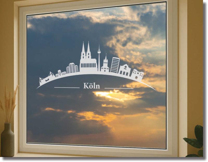 milchglasfolie skyline Koeln gebogen